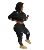 Womens fashion letter printing hip-hop sports sweatshirt two-piece suit XYI9058