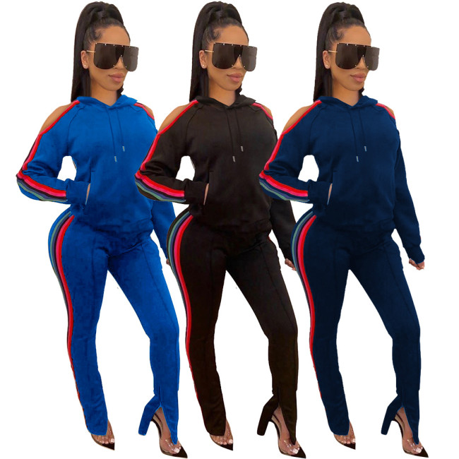 Womens off-shoulder sports two-piece fashion hot sale suit YM8070