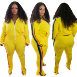 Plus size casual sports Womens long sleeve long sleeve sports suit OMF213