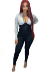 Womens high collar threaded zipper sports jumpsuit XYI9059