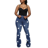 Womens five-pointed star classic high waist denim trousers WWY8271
