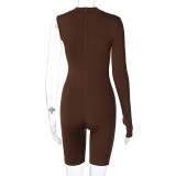 Fashion one-shoulder long-sleeved slim finger jumpsuit for women P093158A