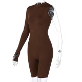 Fashion one-shoulder long-sleeved slim finger jumpsuit for women P093158A