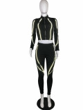 Womens long-sleeved fluorescent casual sports trousers two-piece suit L0318