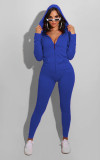 Stylish sexy hat front zipper slim fit jumpsuit with pockets WY6702