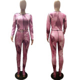 Ladies suit long sleeve printing line two-piece suit R6347