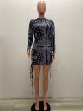 Style sexy print boutique slim long sleeve dress YS426