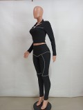 Womens zipper pit strip cloth two-piece suit ED8305
