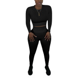 Womens solid color yoga sportswear pants suit two-piece nightclub clothes QQM4118
