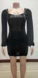 High-end short skirt temperament commuter zipper dress nightclub clothes KA7132