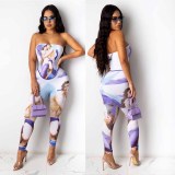 Wrapped chest mid-waist temperament commuter jumpsuit trousers nightclub clothes KA7129
