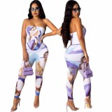 Wrapped chest mid-waist temperament commuter jumpsuit trousers nightclub clothes KA7129