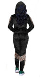 Multicolor gold velvet leopard pattern stitching two-piece suit Q692