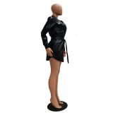 Womens stretch slim PU leather skirt TRS1075