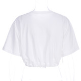 Net celebrity Womens shirt street hip-hop print waist cropped T-shirt LQ4961W03