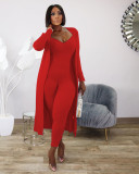 Womens casual ribbed long-sleeved jacket + slim-fit jumpsuit two sets TRS1068