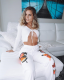 Butterfly print casual pants European and American loose track pants FF1044