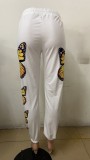Butterfly print casual pants European and American loose track pants FF1044