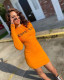 Fashion Letters Printed Long Sleeves Women Knit Bodycon Dress FF1040