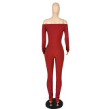 Sexy solid color long sleeve ladies jumpsuit P8511
