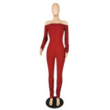 Sexy solid color long sleeve ladies jumpsuit P8511