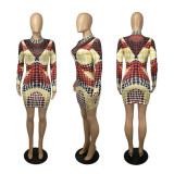 Fashionable European and American Womens polka dot positioning printed dress SH7222