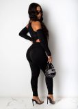 Fashion casual pleated solid color reversible jumpsuit W8337