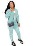 Womens leisure solid color sports suit long sleeve two-piece suit TC037