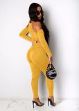 Fashion casual pleated solid color reversible jumpsuit W8337