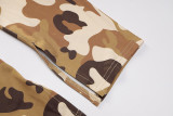 Camouflage print long slim sports jumpsuit P093343W