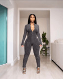 Nightclub sexy color line perspective long-sleeved jumpsuit DN8548