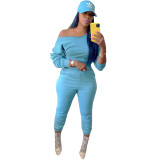 Pure color strapless sports and leisure suit BLX7542