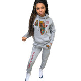 Womens fashion casual sweater hooded sports two-piece suit TY1886