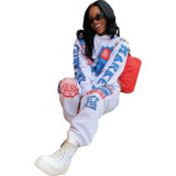 Positioning printed two-piece set with hood HG081