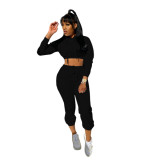 Long-sleeved hooded cropped ladies home casual sports suit KZ181