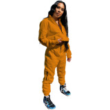 Womens solid color sweater coat zipper stand collar pencil pants sports suit TY1888