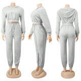 Long-sleeved hooded cropped ladies home casual sports suit KZ181