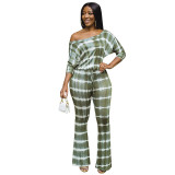 Autumn and winter one-piece flared trousers waist belt rope plus size jumpsuit OSS20876