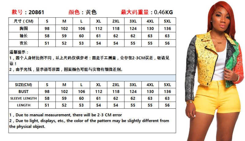 National style printed street trend locomotive plus size Womens jacket OSS20861