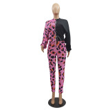 Womens cute camouflage leopard print two-piece suit MTY6350