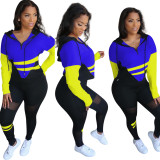 Womens cute sports and leisure color matching two-piece suit S6239