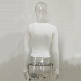 Long sleeve threaded zipper cardigan top T-shirt women YB9083