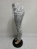 Autumn and winter folds and thickening sweater printing stacking casual pants Q1055
