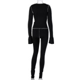s pleated long-sleeved fashion sports suit S072629W
