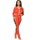 Leopard print stitching one shoulder split trousers sexy European and American s fashion suit LSN780