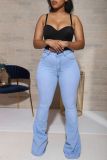 Ladies stretch high waist denim trousers WWY7078