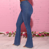 Ladies stretch high waist denim trousers WWY7078