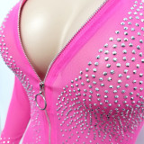 s hot drilling mesh sexy long-sleeved jumpsuit XZ3243