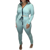 Zip belt pleated solid color two-piece sexy Womens suit HG083