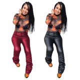 Classic pile of leather pants in stock Womens fashion JLX2001